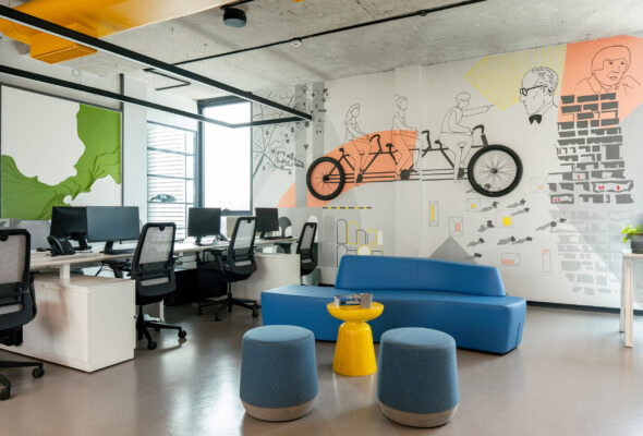 Collaborative lounge seating zone — Cuboid co-working space, Coimbatore