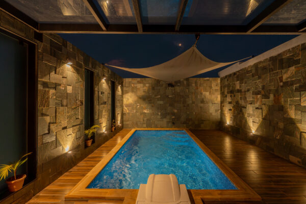 Swimming pool night photography at The Garnet House Coimbatore